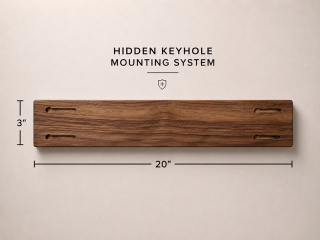 Honey walnut knife holder — angled view