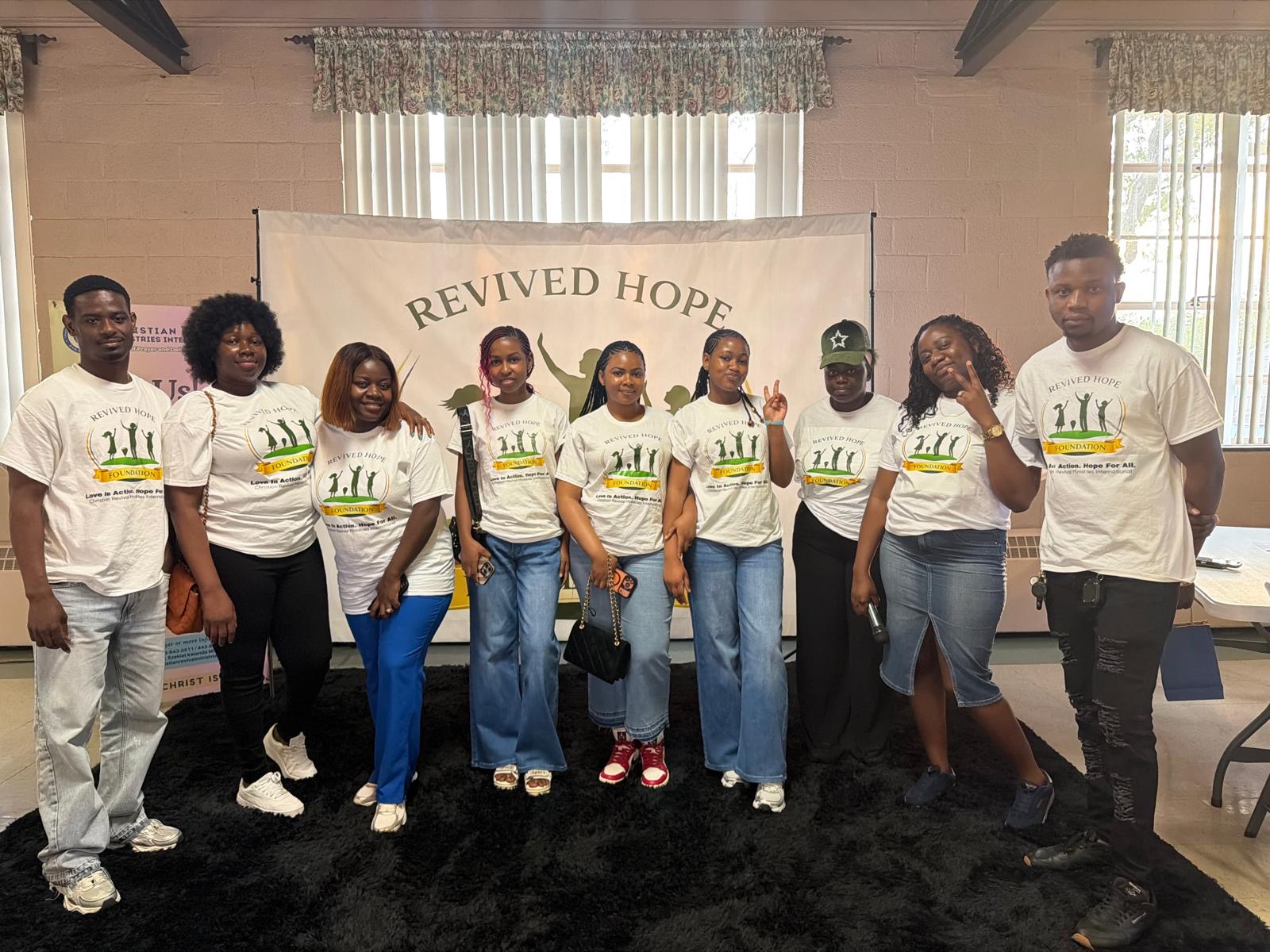Volunteers preparing school supplies for local students