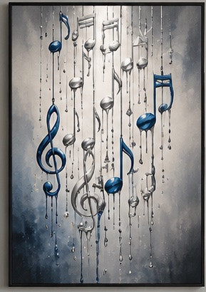 Sapphire blue windchime print with flowing paint