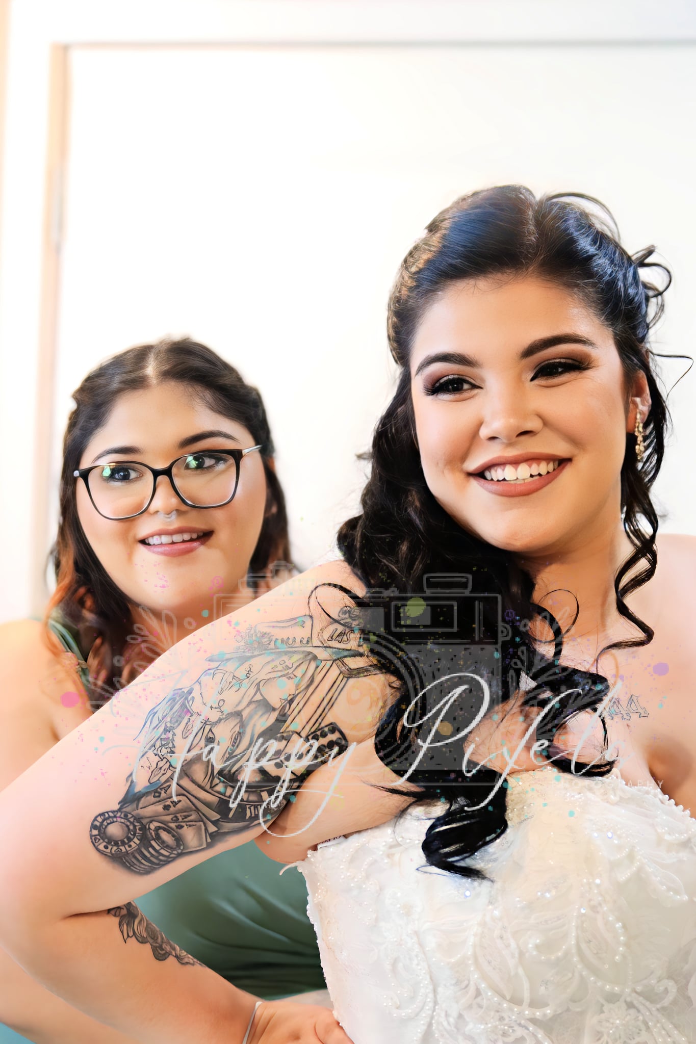 Celebration portrait of two guests at a party