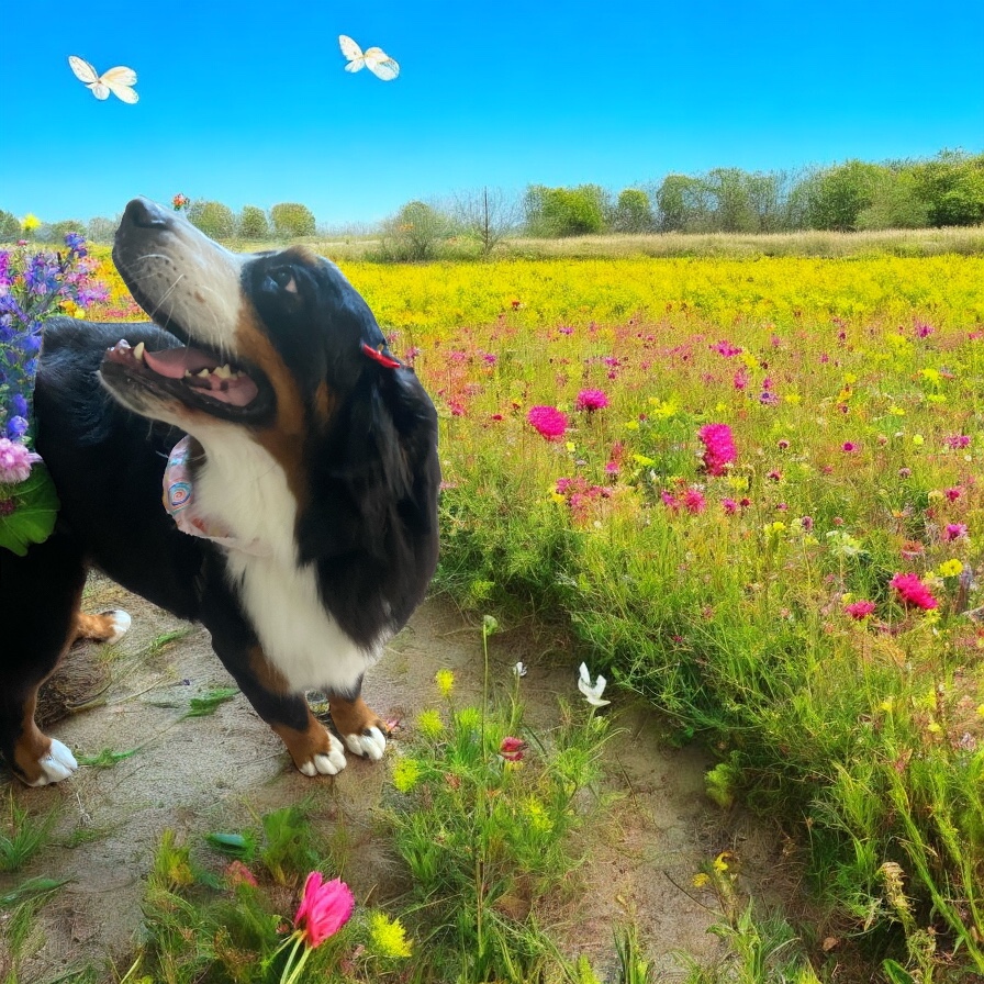 Groomed dog enjoying a calm sunny day outdoors