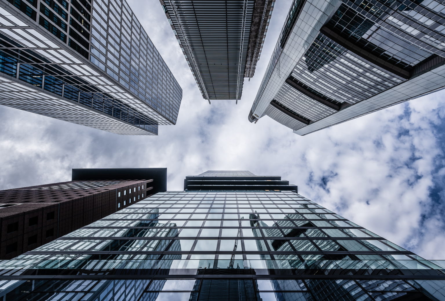 Modern financial district skyline