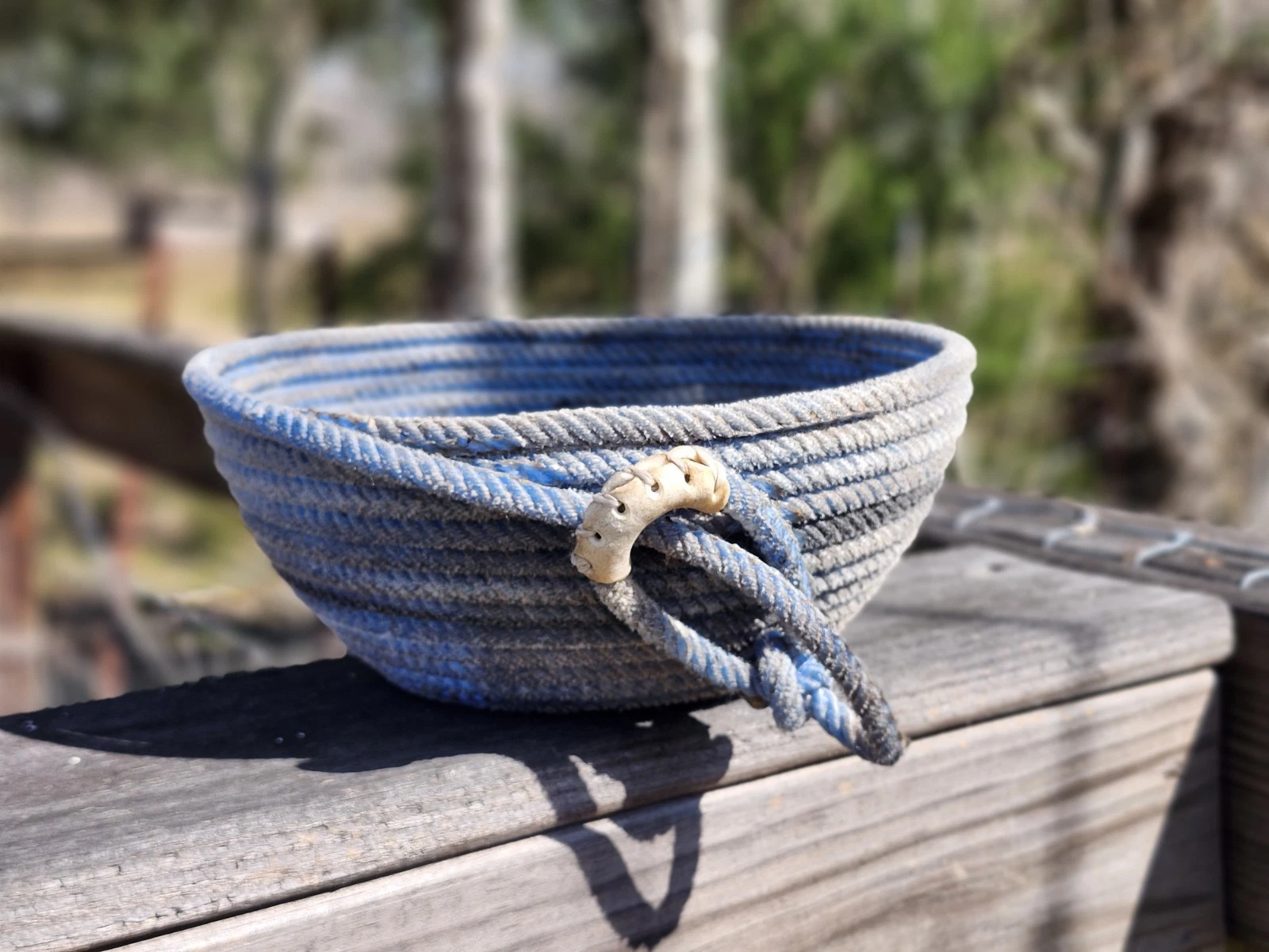 Handcrafted lariat rope basket