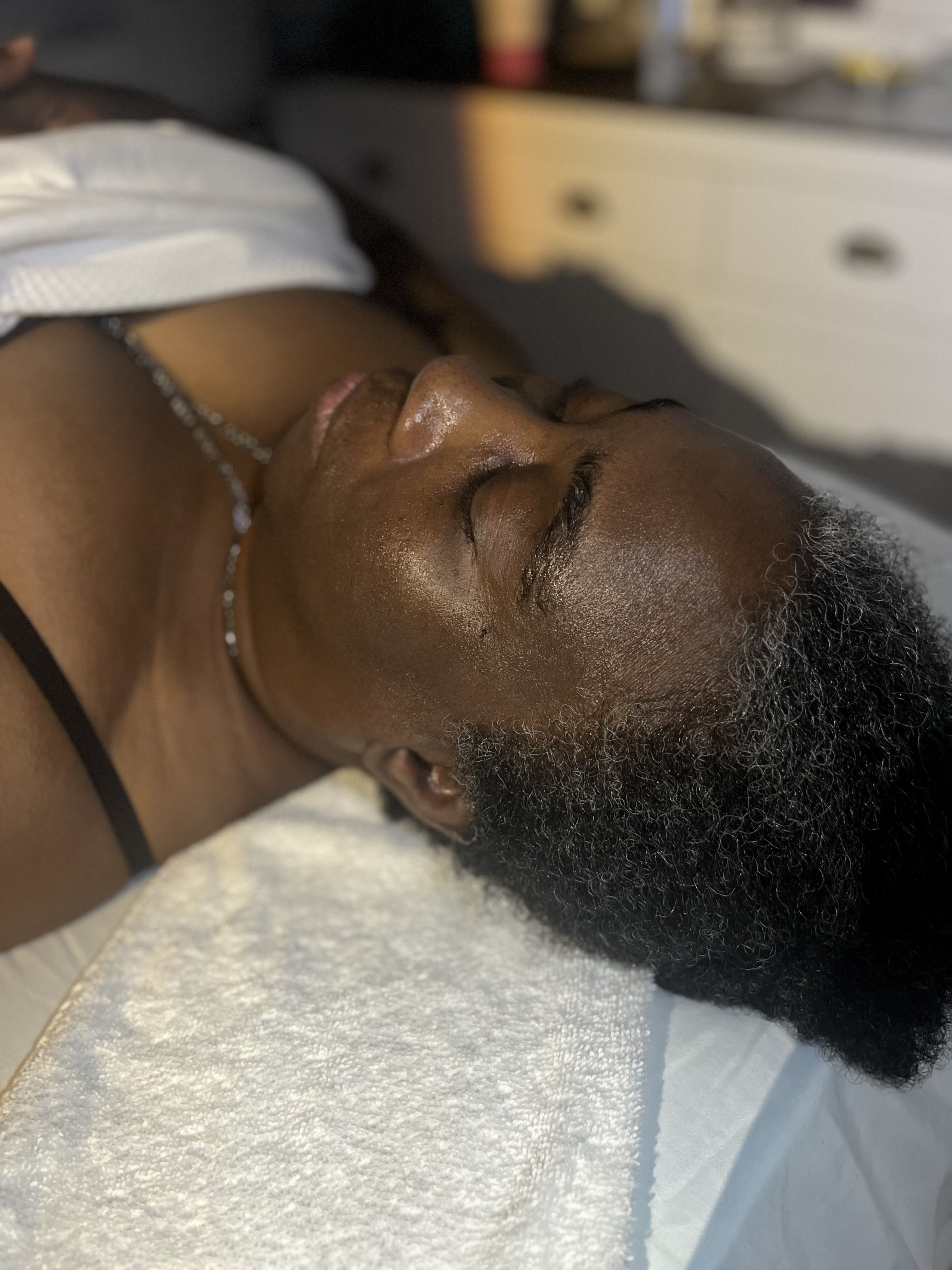 Brow service in progress at Bare Grace Studio
