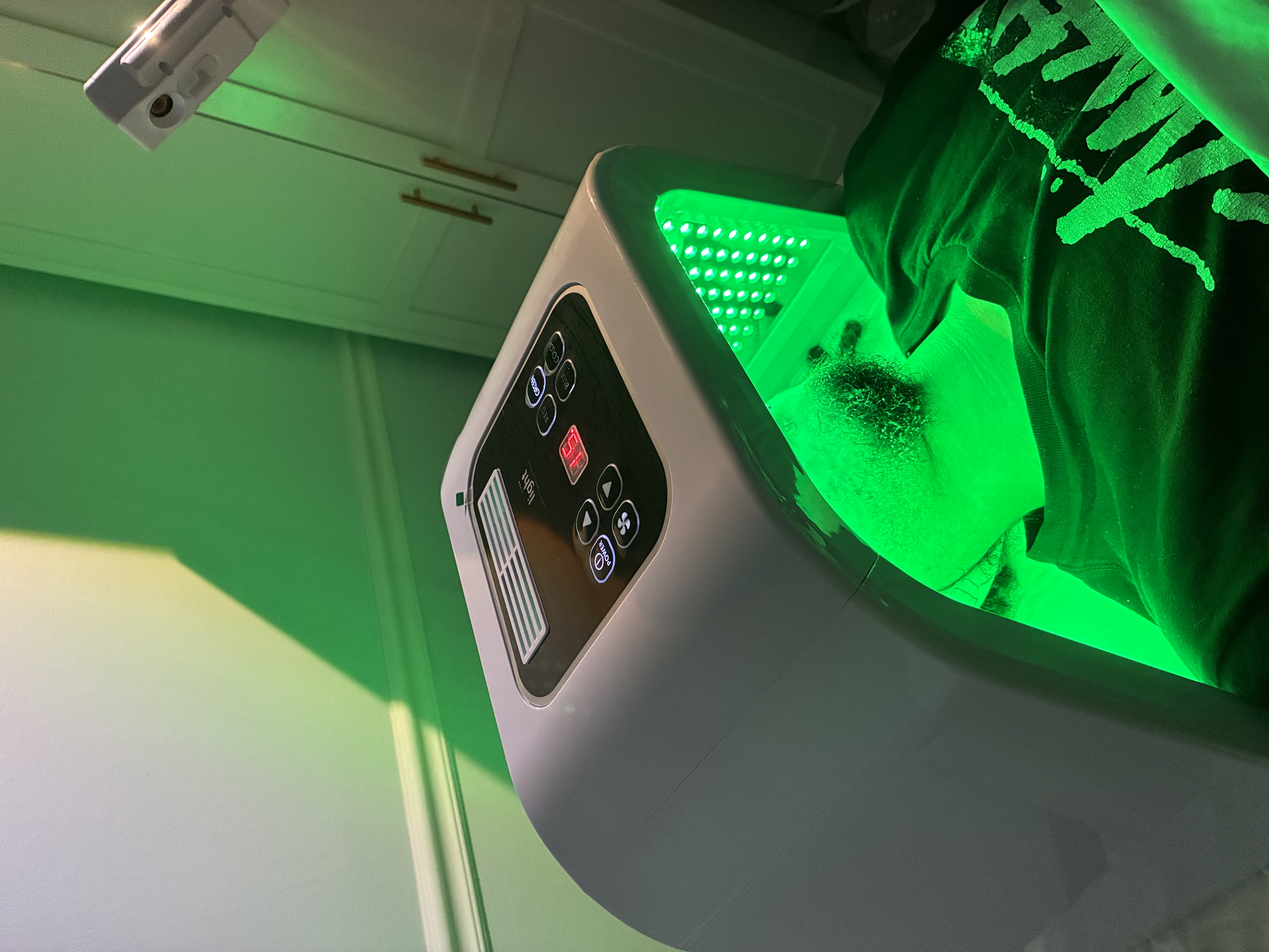 LED light therapy session in the Bare Grace Studio treatment room