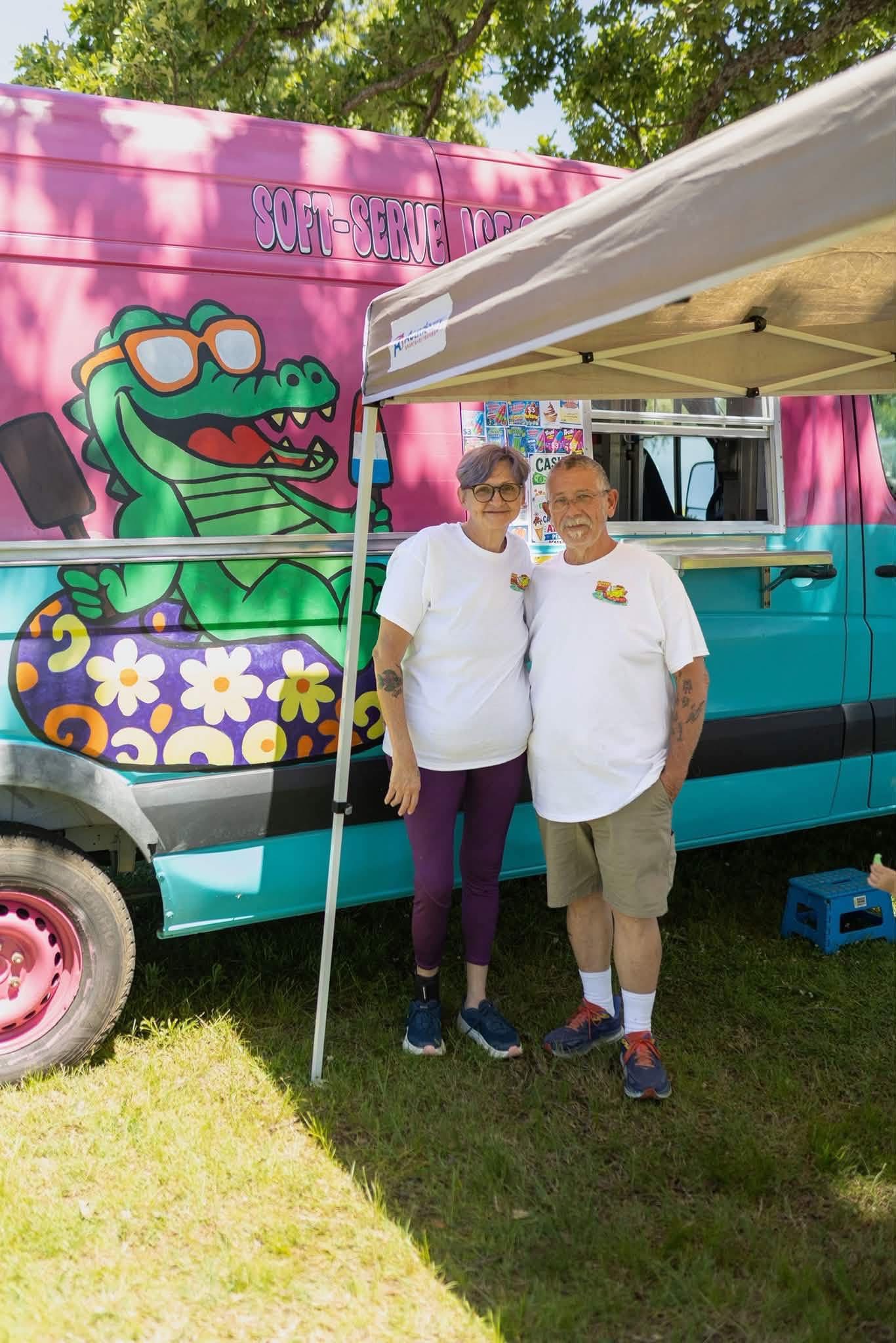 George and Emily in front of the Gator Lake Goodies truck
