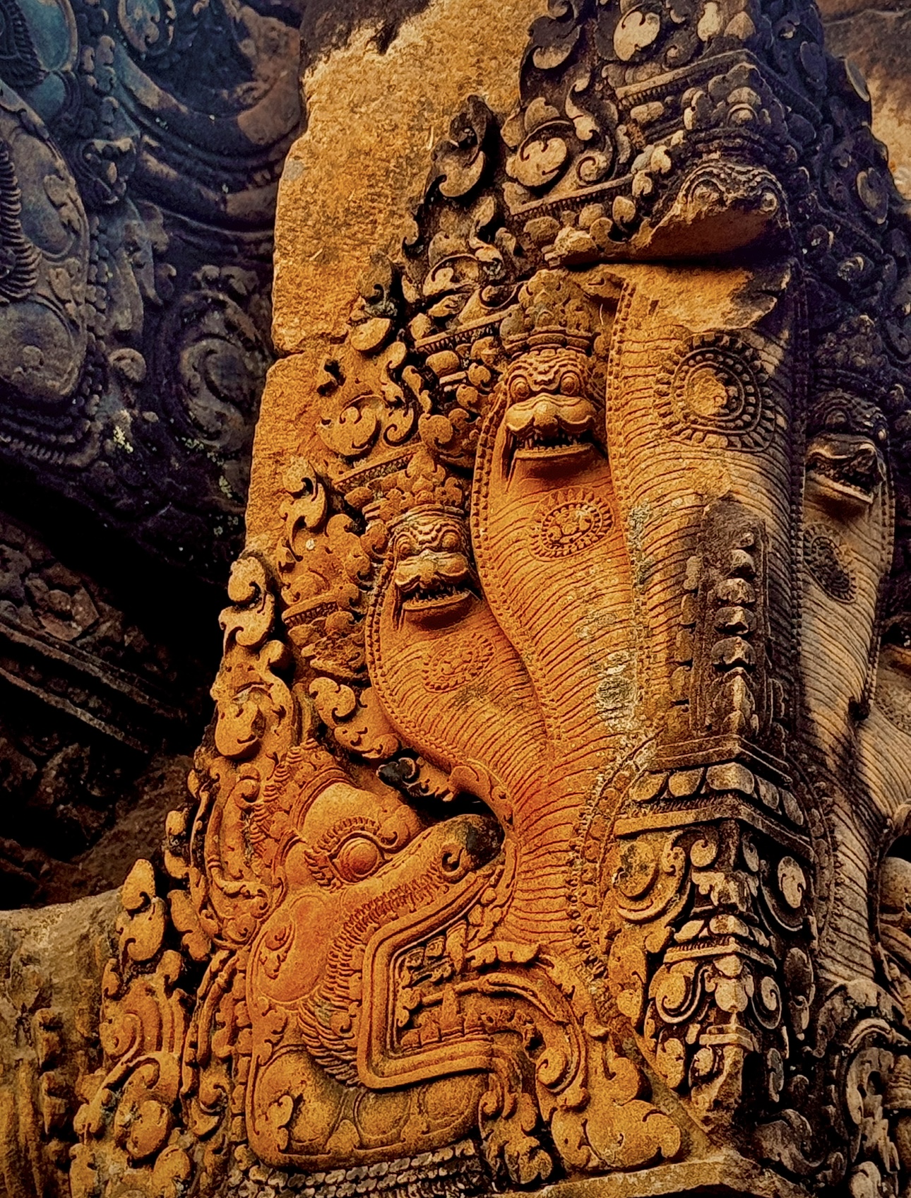 Carved stone face at the Bayon temple