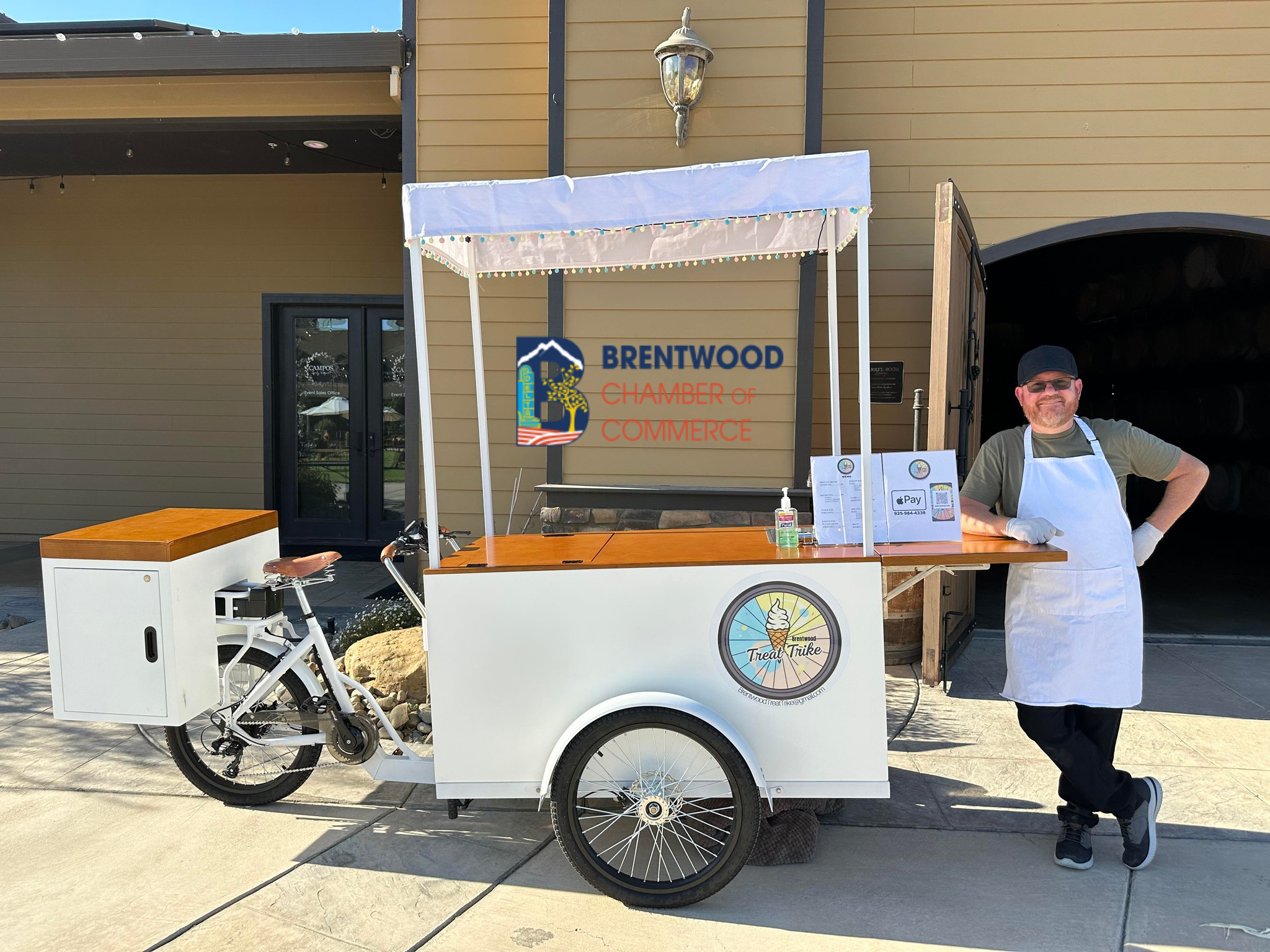 Aaron Gonzenbach standing beside the Brentwood Treat Trike